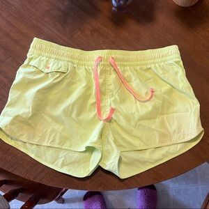 Women's Patagonia Yellow Active Shorts with Pink Drawstring
